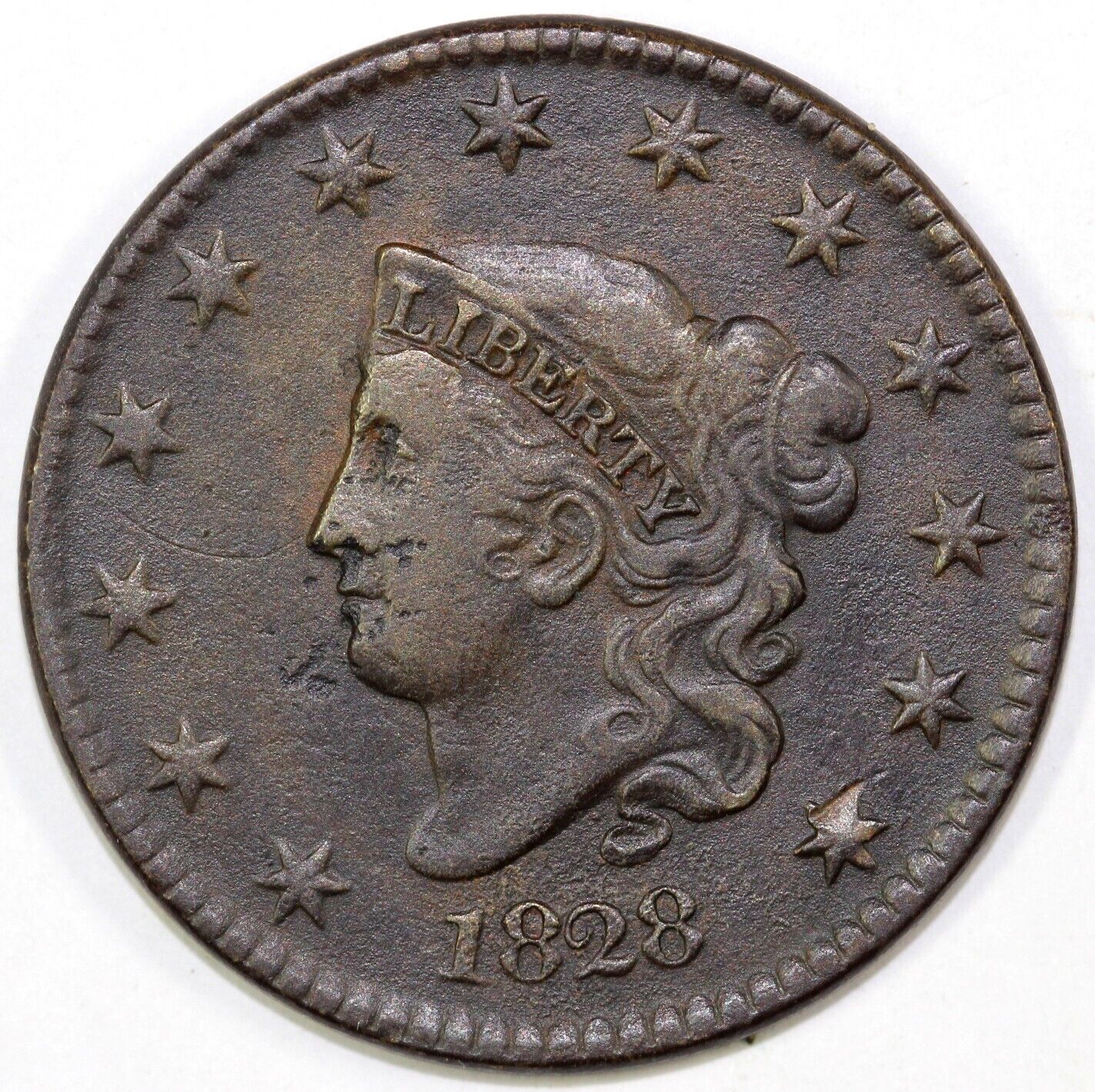 1828 1c N-4 Coronet or Matron Head Large Cent