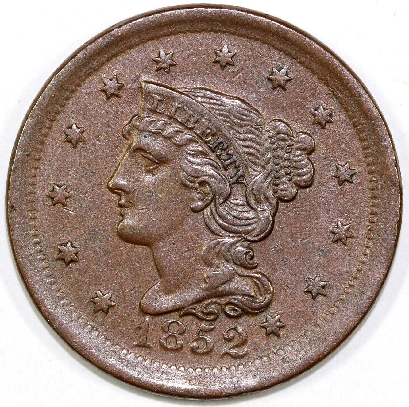 1852 1c Braided Hair Large Cent
