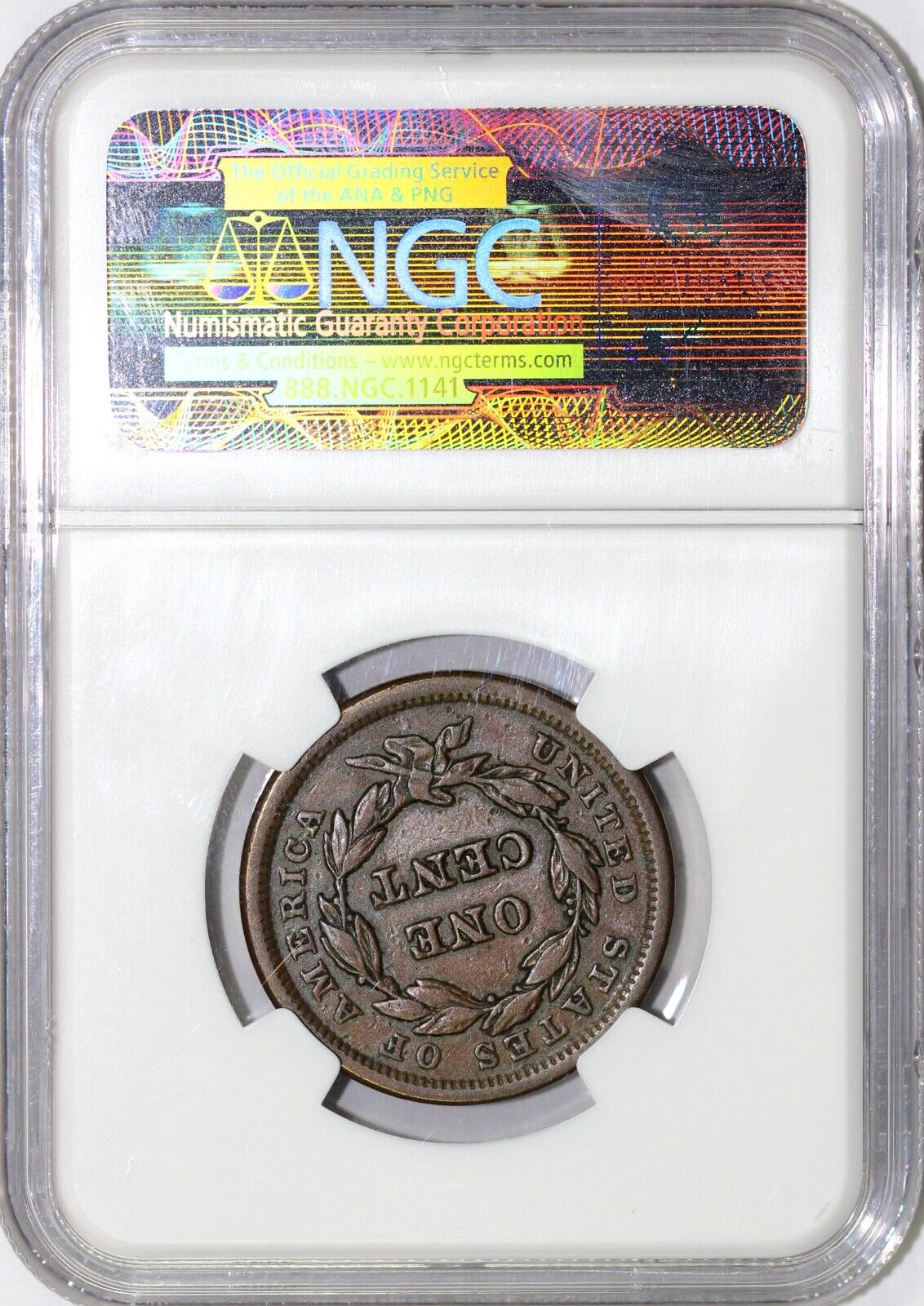 1840 1c N-3 Small Date Braided Hair Large Cent NGC XF Details Damaged