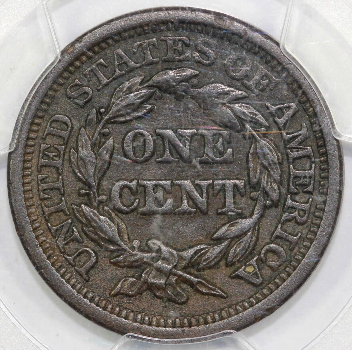 1848 1c N-38 Braided Hair Large Cent PCGS XF Details Env. Damage
