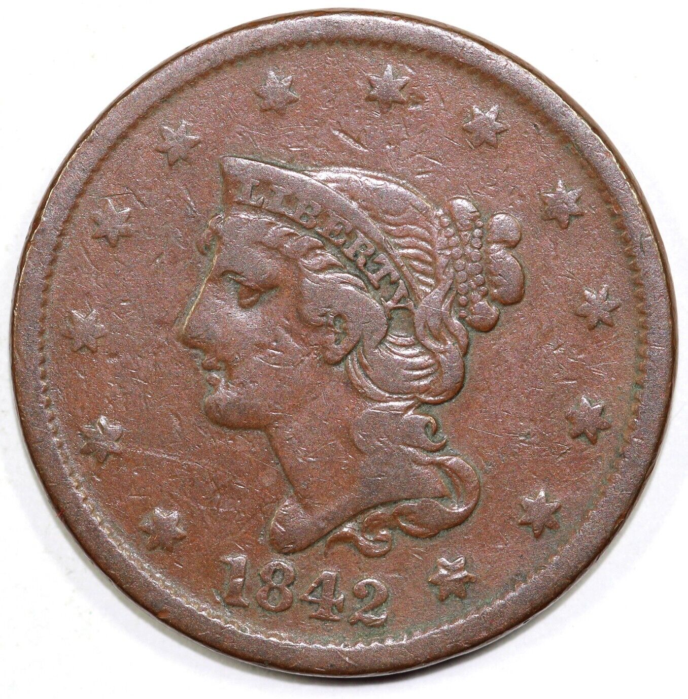 1842 1c Braided Hair Large Cent