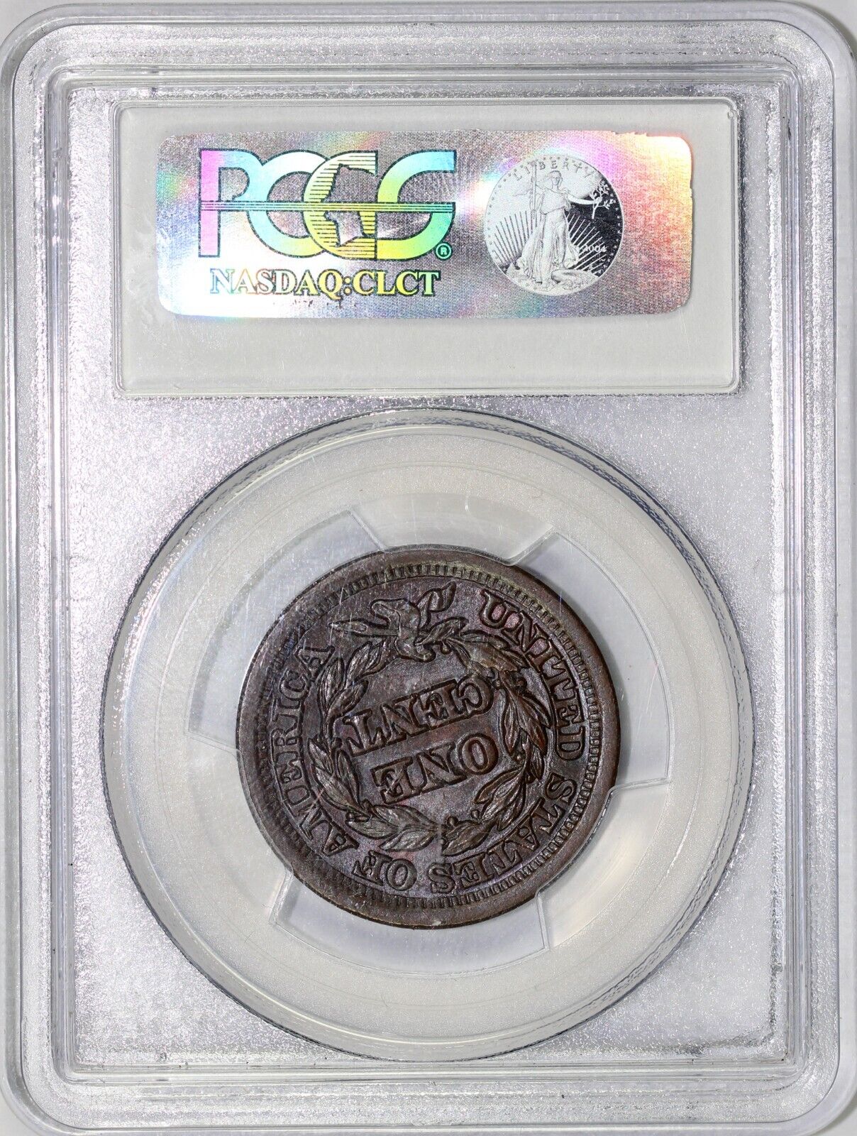 1849 1c Braided Hair Large Cent PCGS MS 64 BN