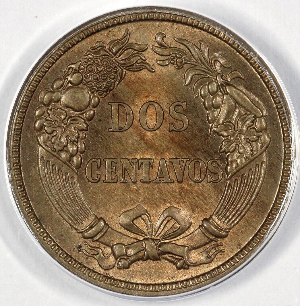 1864 2c Republic of Peru Two Centavos ANACS MS 64