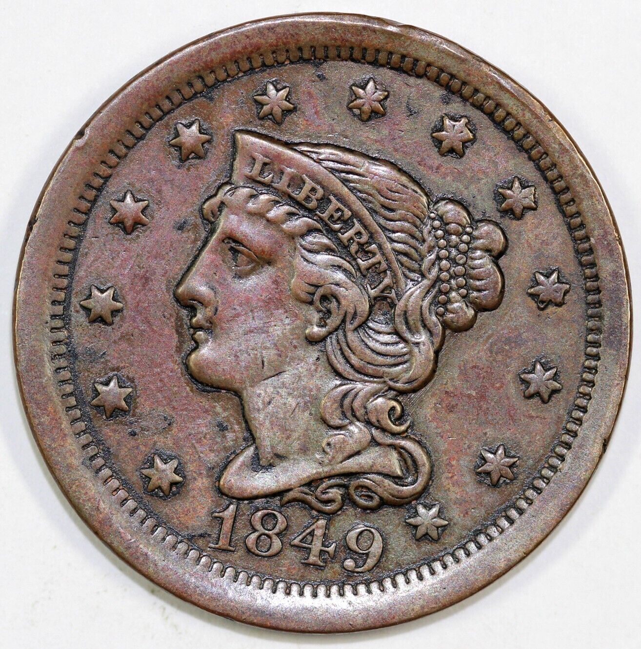 1849 1c N-23 Braided Hair Large Cent