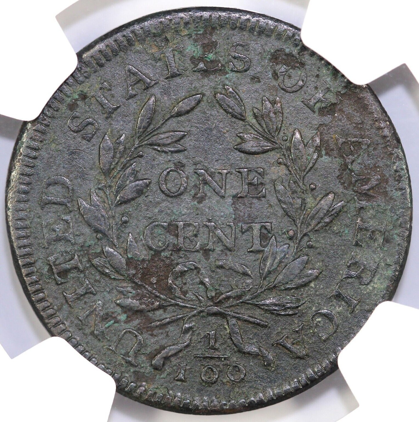 1798 1c Draped Bust Large Cent NGC AU Details Corrosion EX; Luer Collection