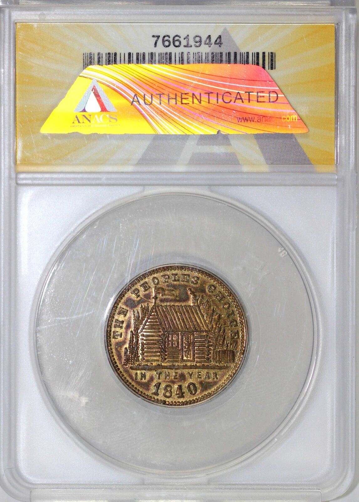 1840 HT-814 Major General W.H. Harrison Hard Times Token ANACS AU 58