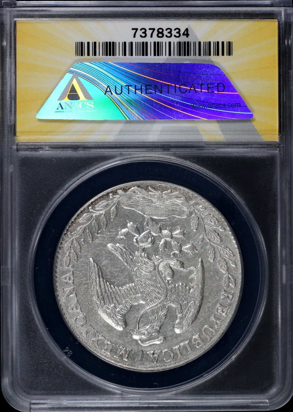 1875-Mo,BH 8r Mexico 8 Reales ANACS AU 55