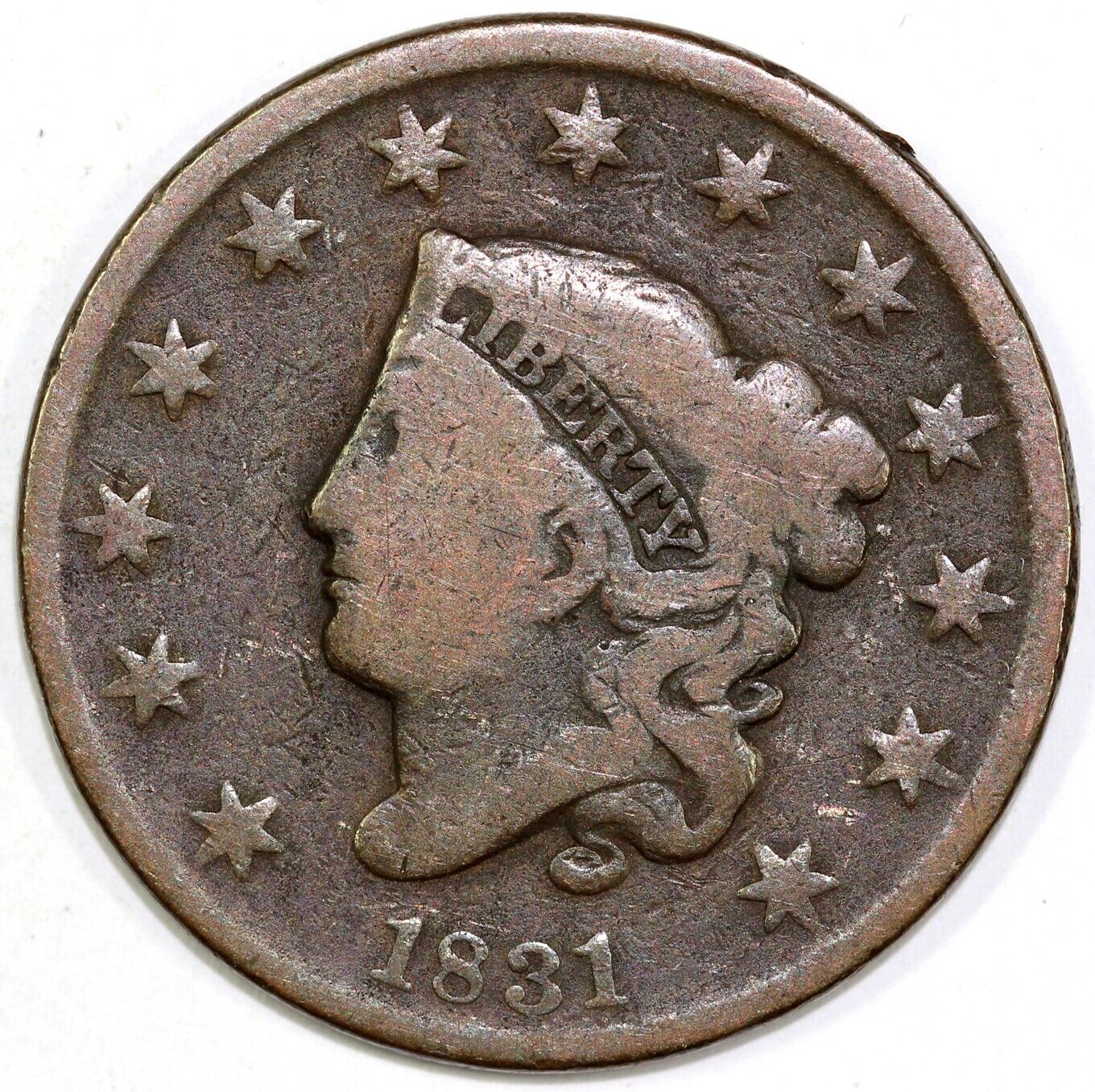 1831 1c N-14 Coronet or Matron Head Large Cent