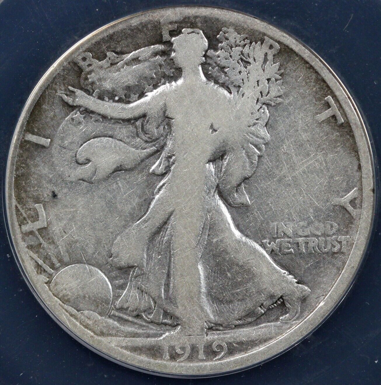 1919-D 50c Walking Liberty Half Dollar ANACS VG Details Cleaned
