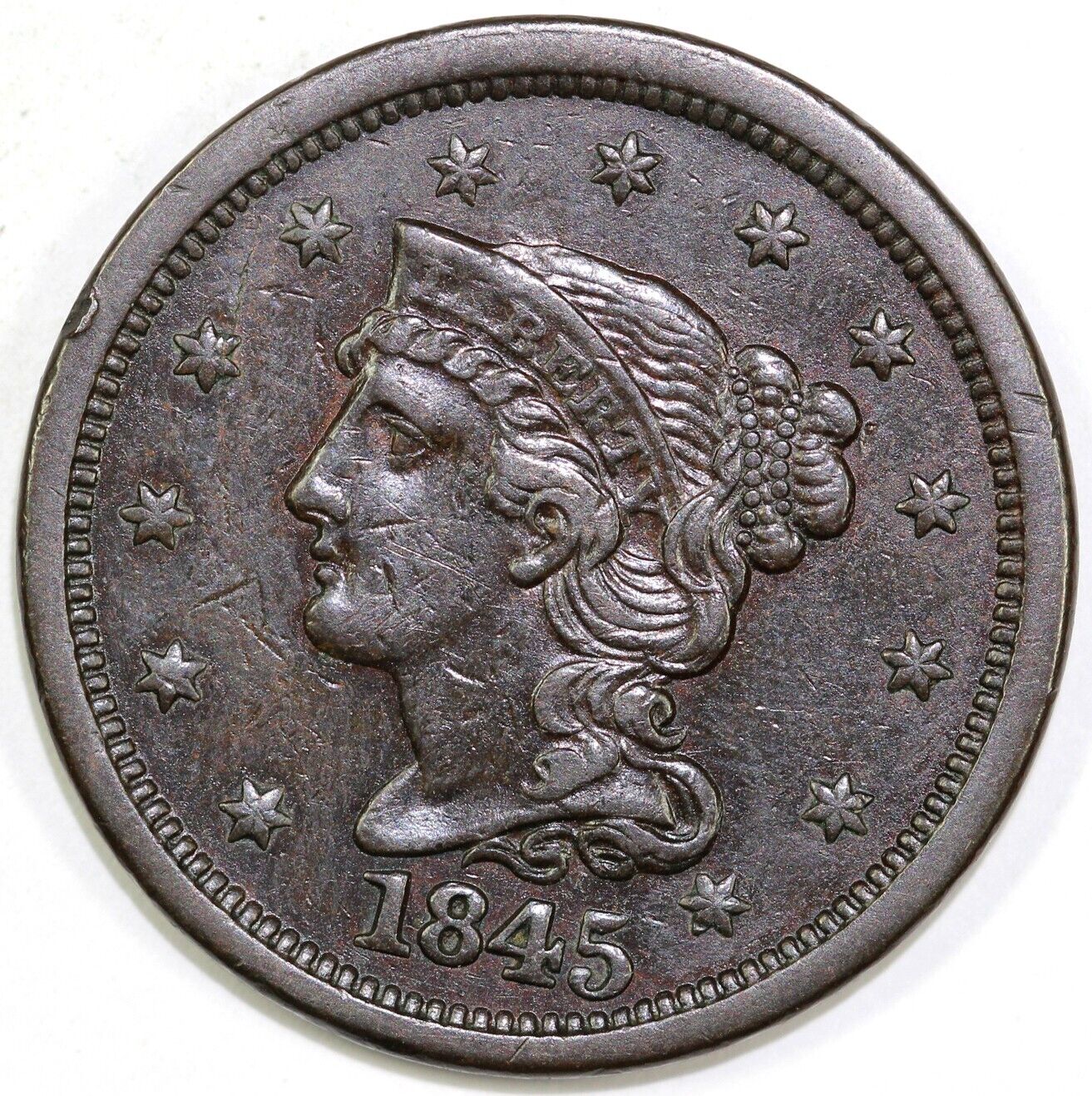 1845 1c N-1 Braided Hair Large Cent *MDS*