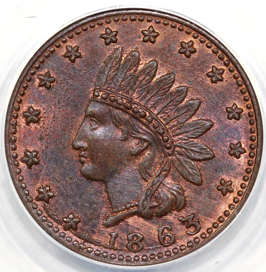 1863 1c Patriotic Civil War Token ANACS MS 63 BN