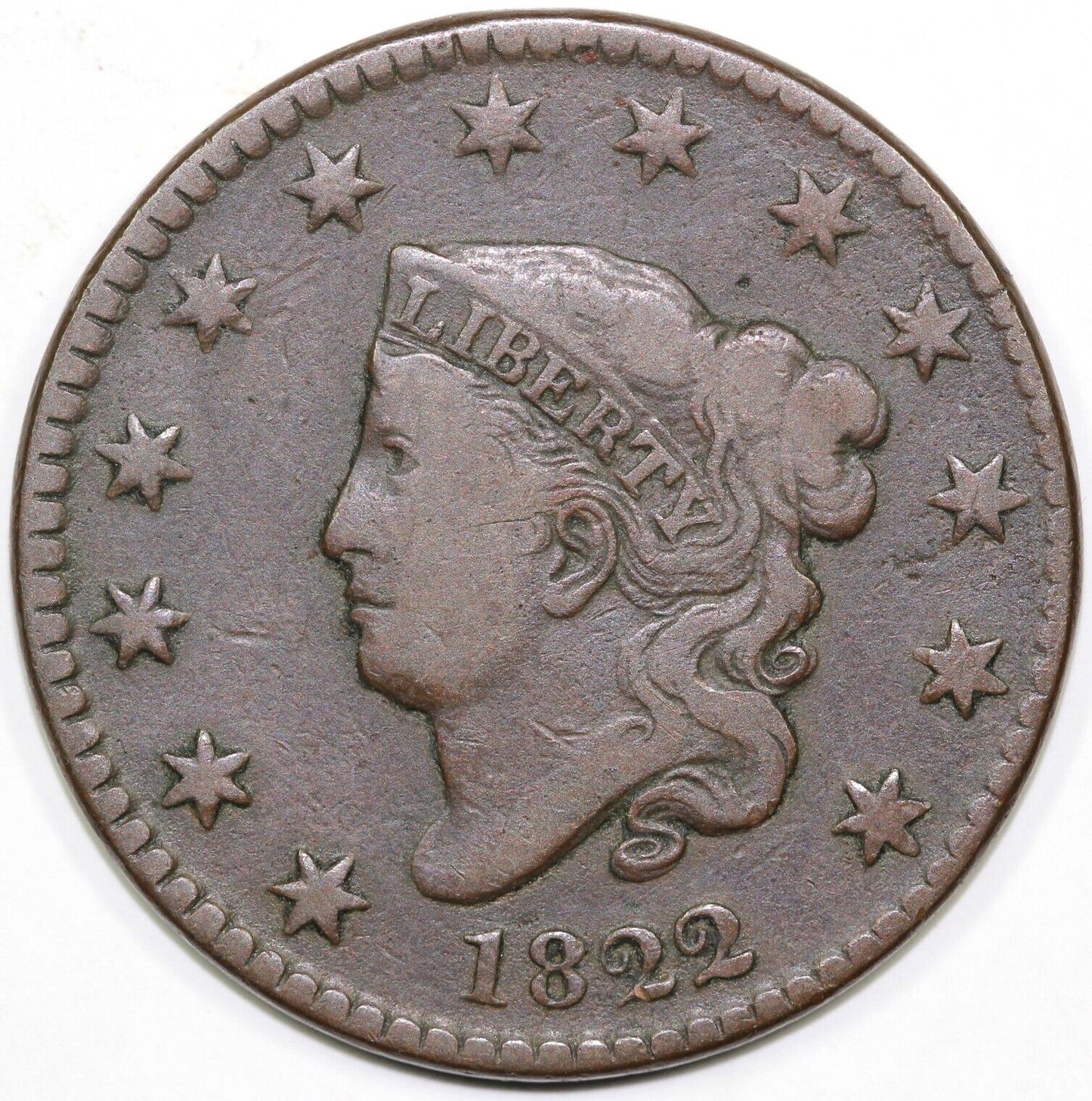 1822 1c N-2 Matron Head Large Cent