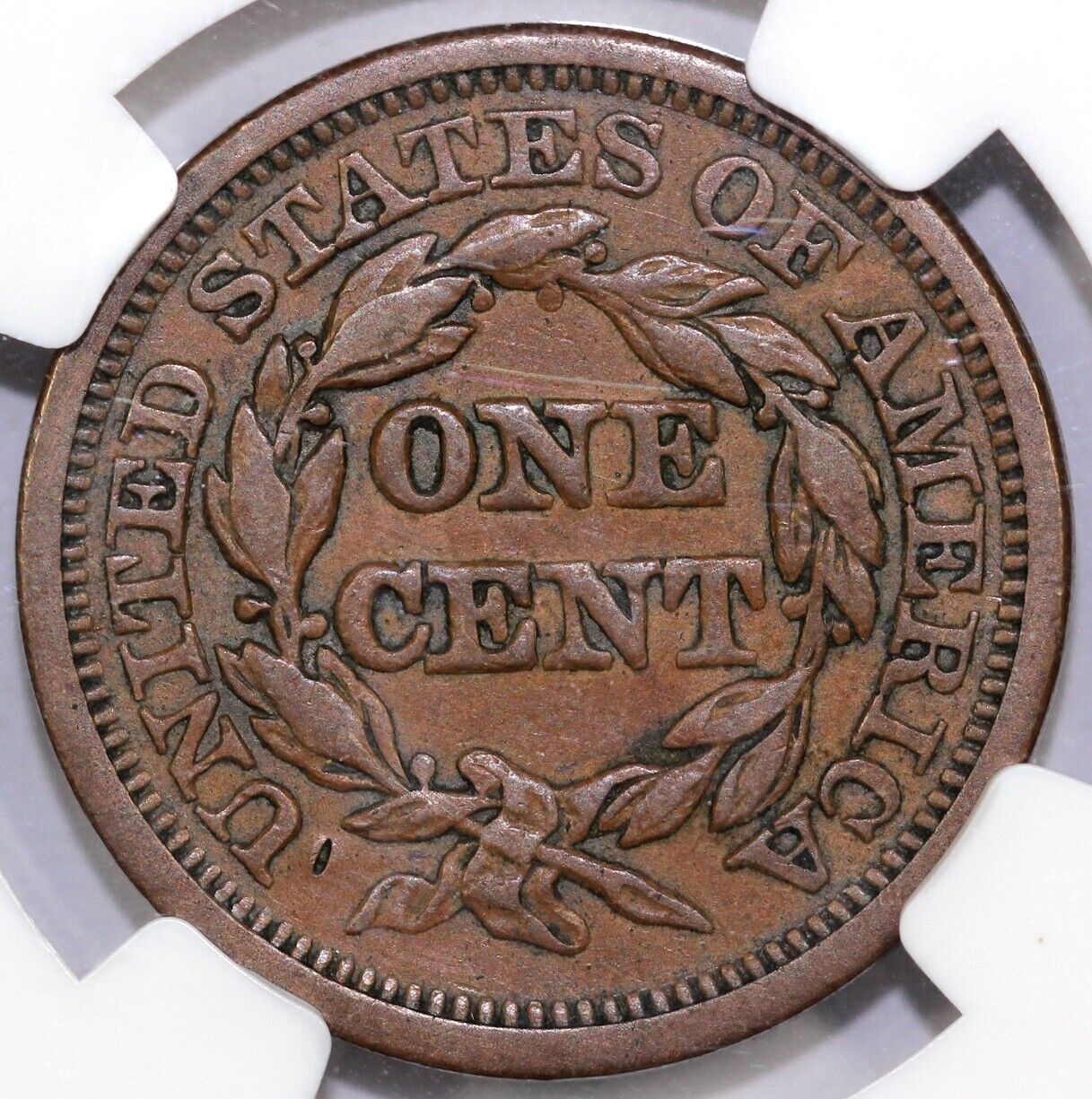 1848 1c N-5 Braided Hair Large Cent NGC VF 35