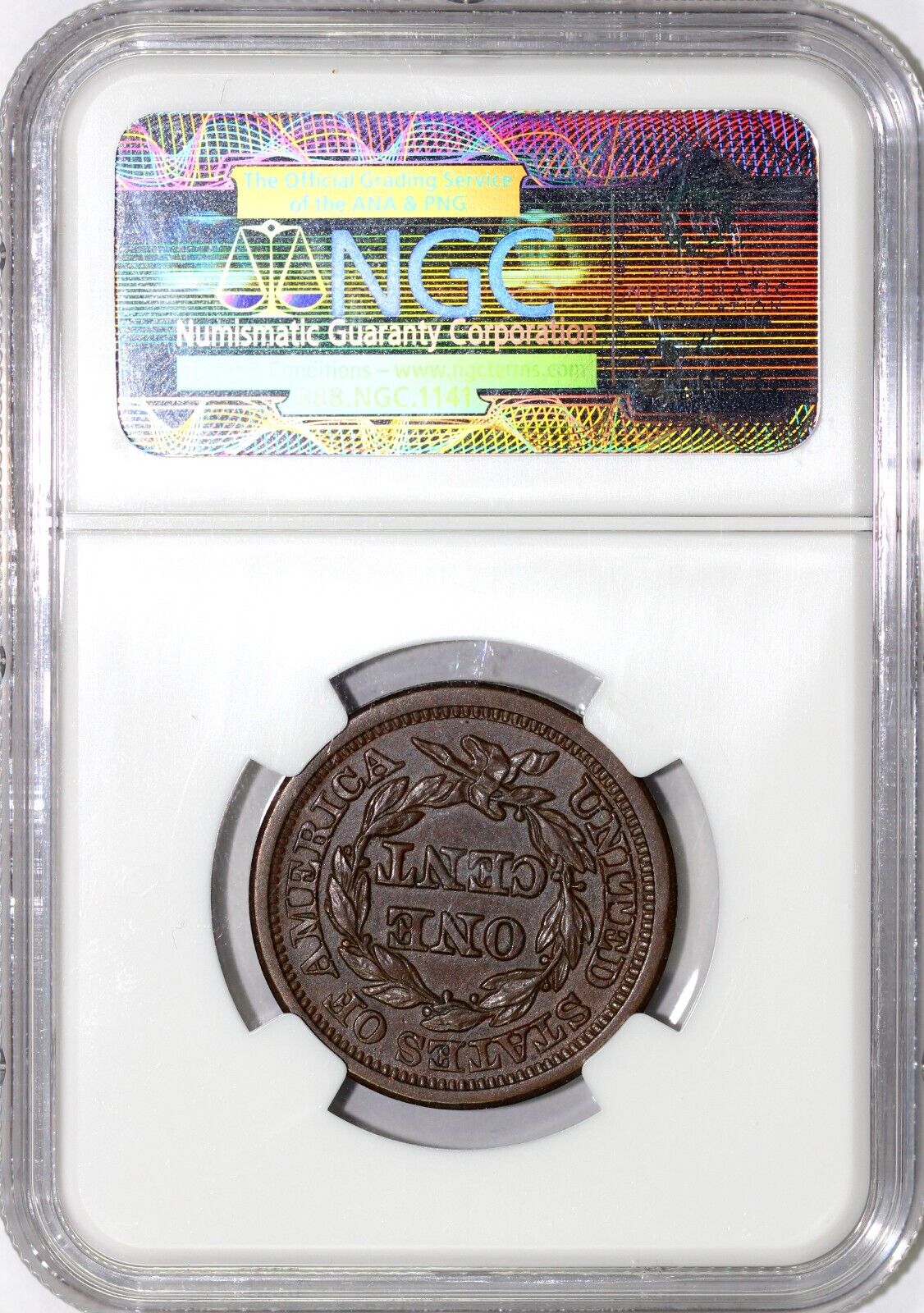 1853 1c N-24 Braided Hair Large Cent NGC MS 61