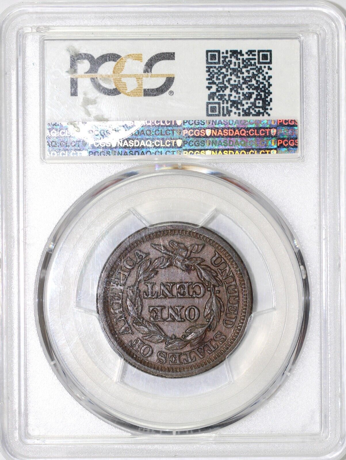 1848 1c N-13 Braided Hair Large Cent PCGS AU 55