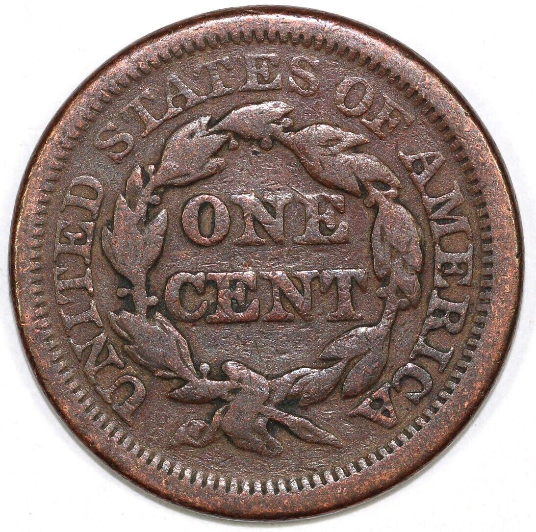 1850 1c Braided Hair Large Cent