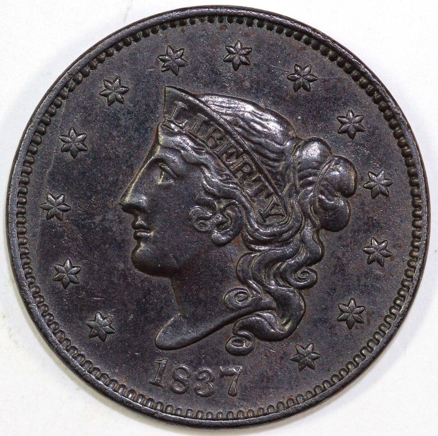 1837 1c N-15 Coronet or Matron Head Large Cent