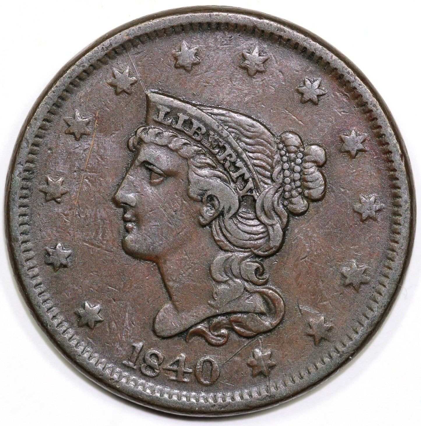 1840 1c Braided Hair Large Cent