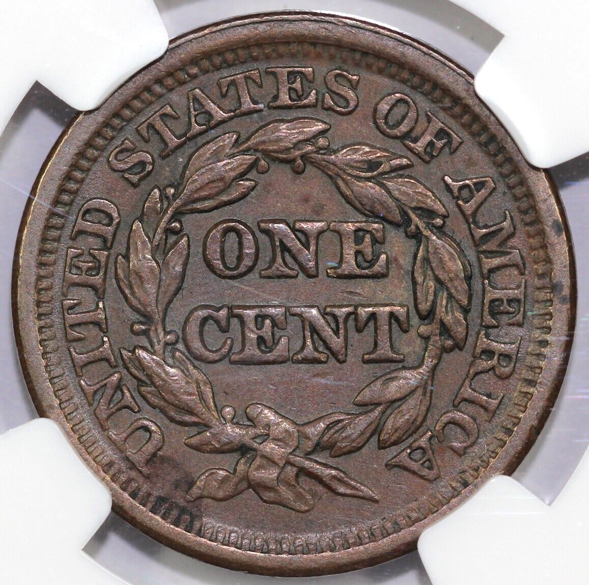 1847 1c N-30 Braided Hair Large Cent NGC AU 55