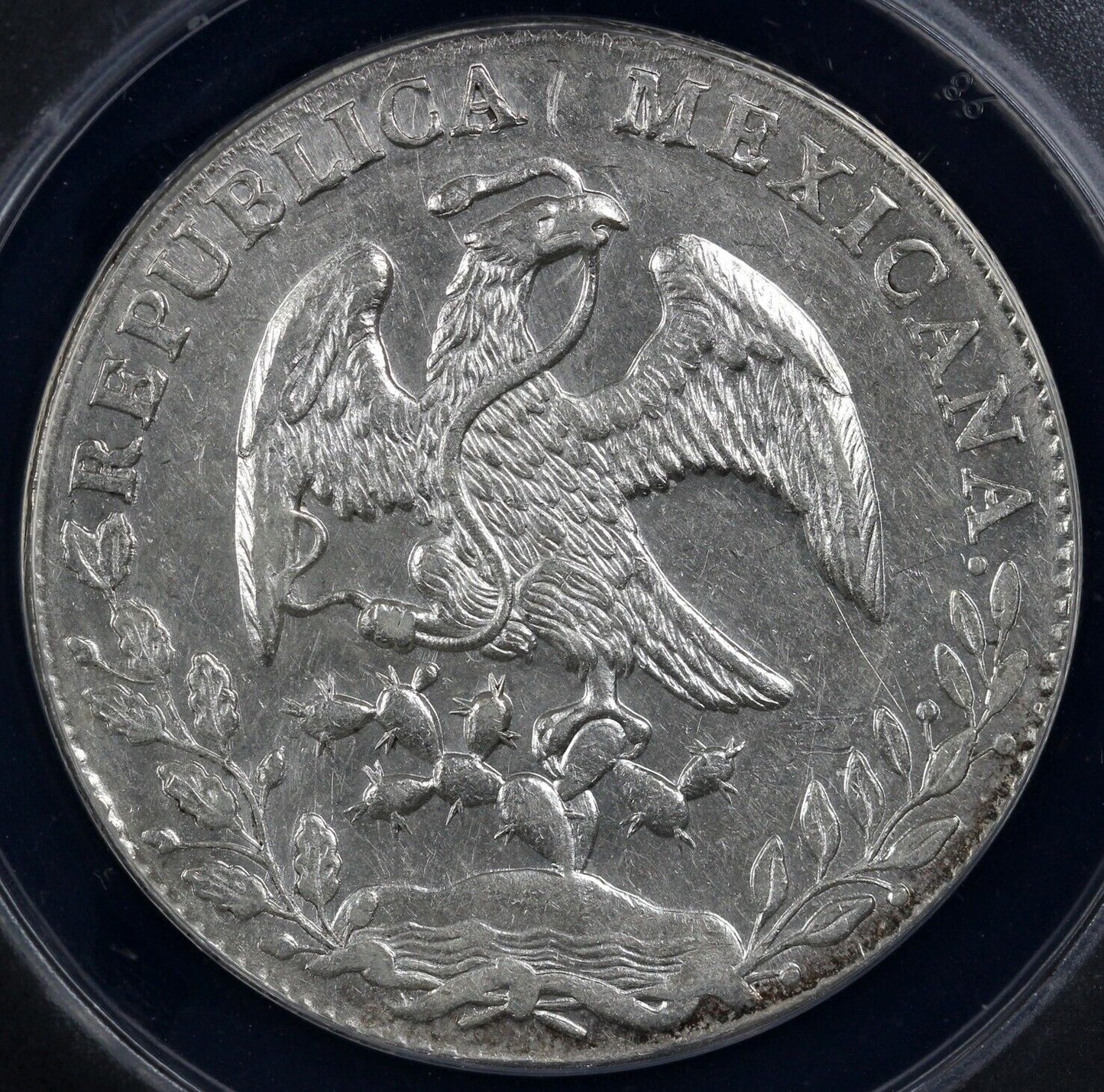 1875-Mo,BH 8r Mexico 8 Reales ANACS AU 55