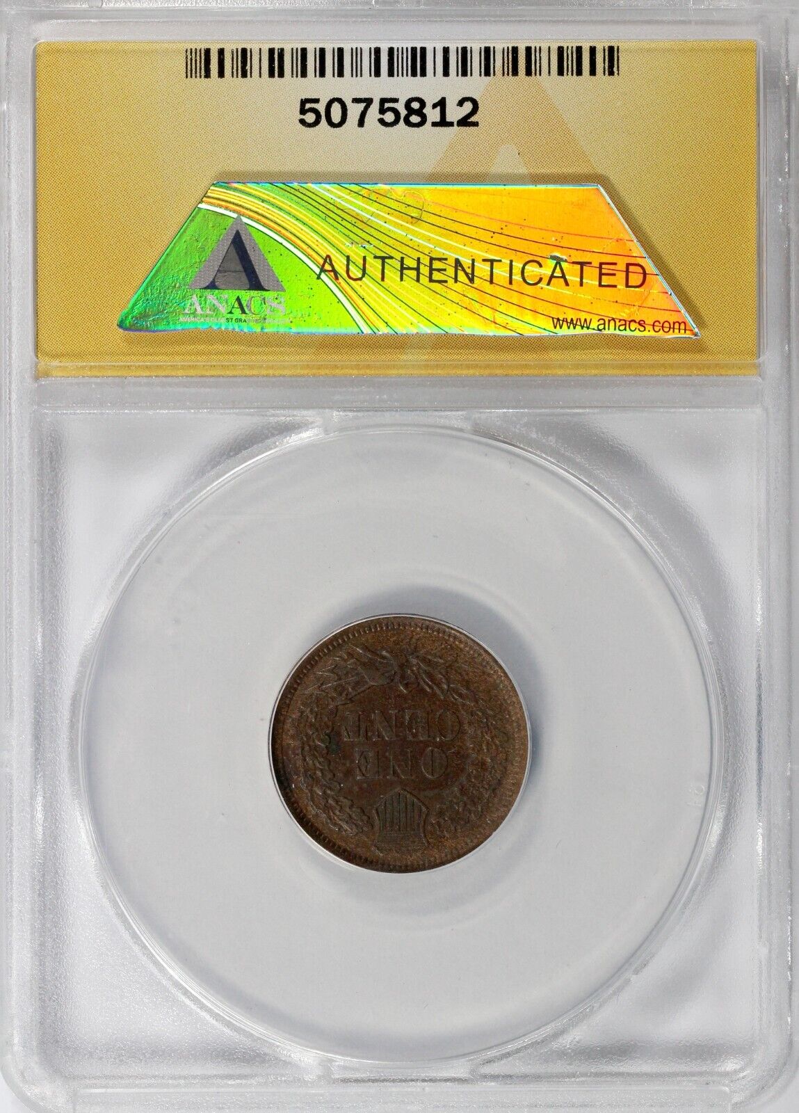 1867/67 1c FS-301 Snow-1 Indian Head Cent ANACS AU 55