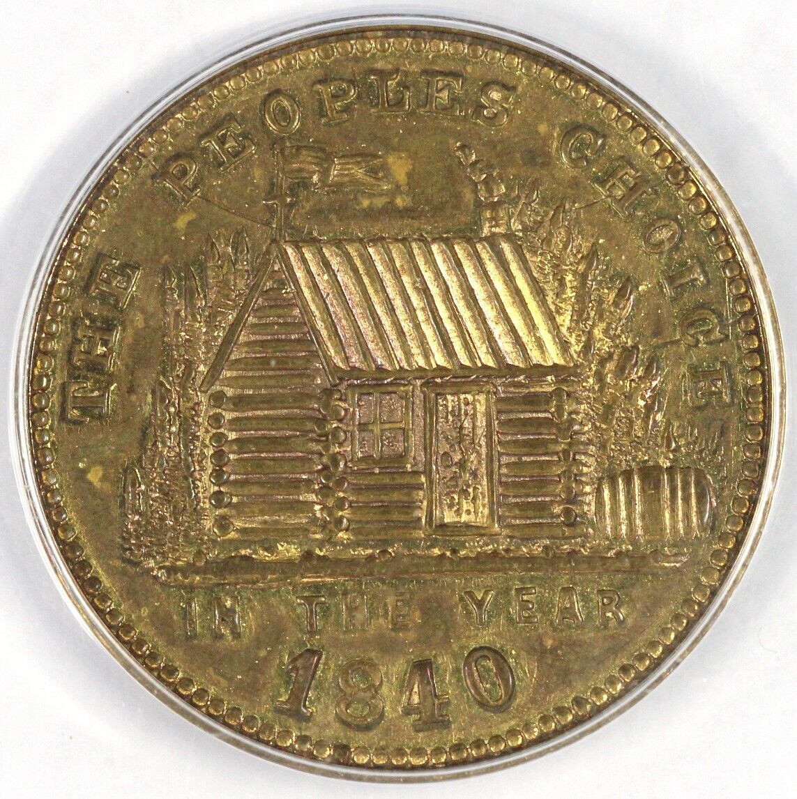 1840 HT-814 Major General W.H. Harrison Hard Times Token ANACS AU 58