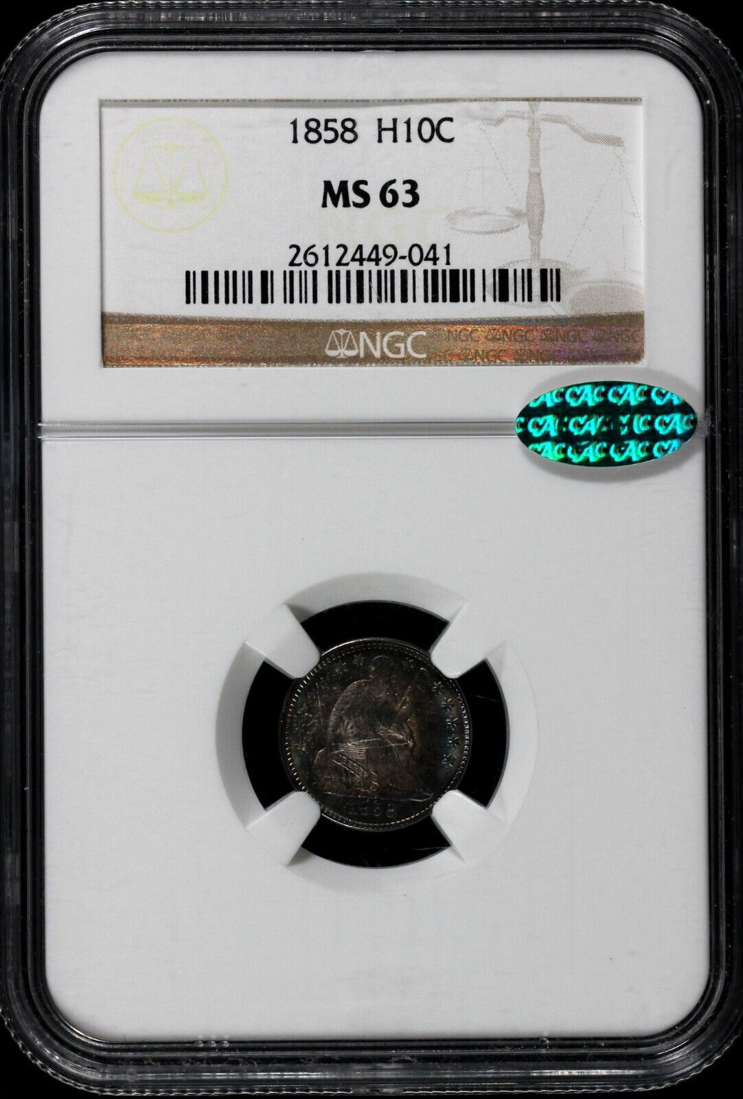 1850 H10c Seated Liberty Half Dime NGC and CAC MS 63
