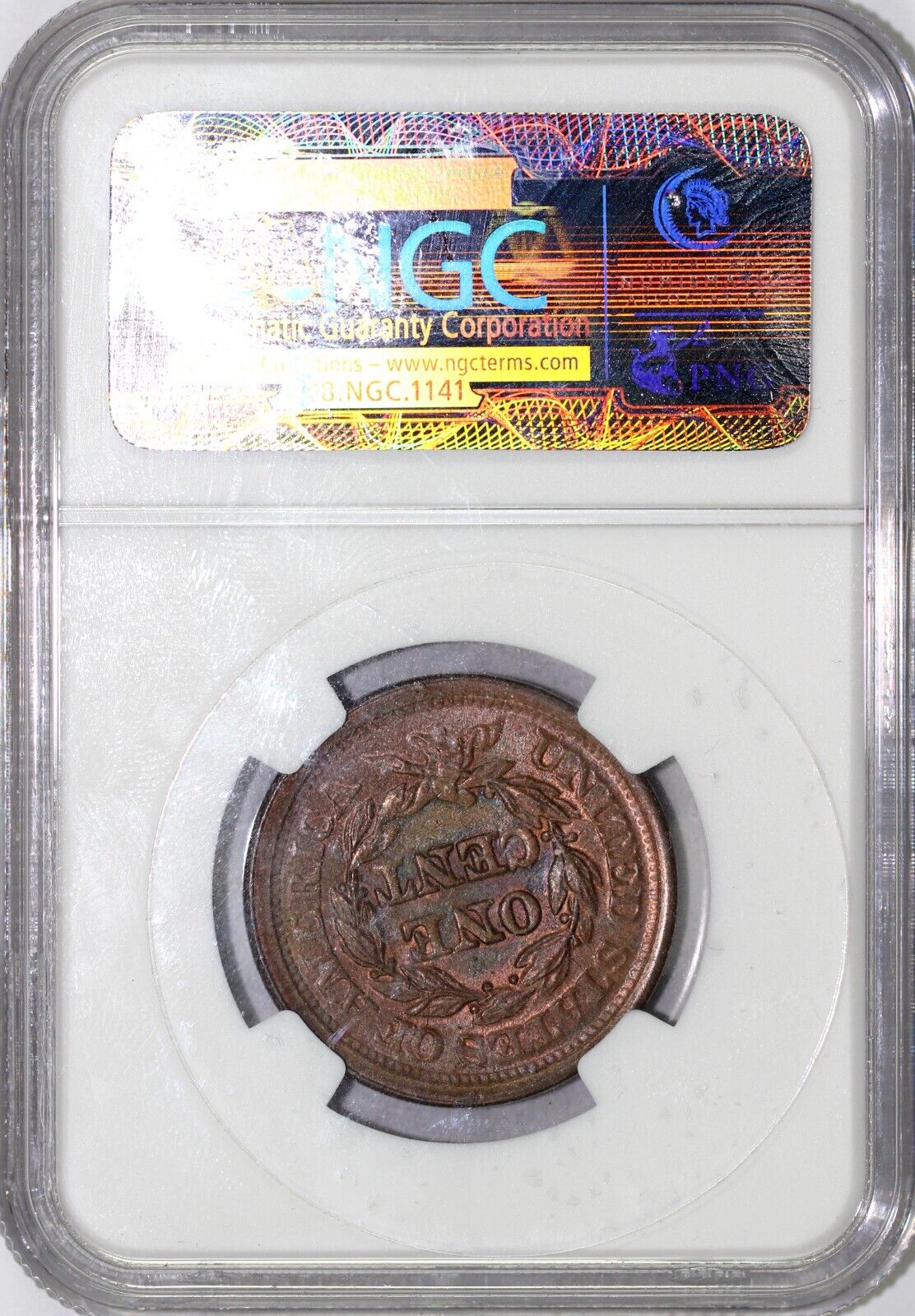 1852 1c N-13 Braided Hair Large Cent NGC MS 64 BN