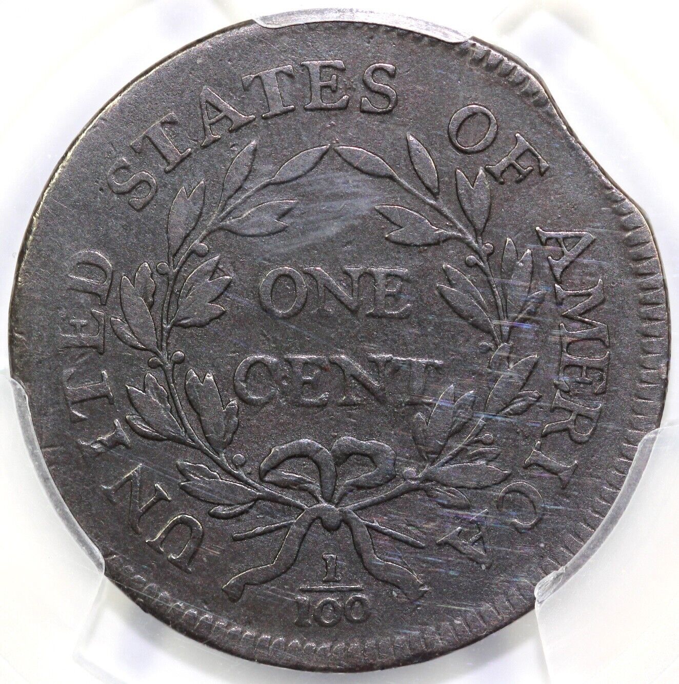 1796 1c Mint Error Clipped Planchet Liberty Cap Large Cent PCGS F 15