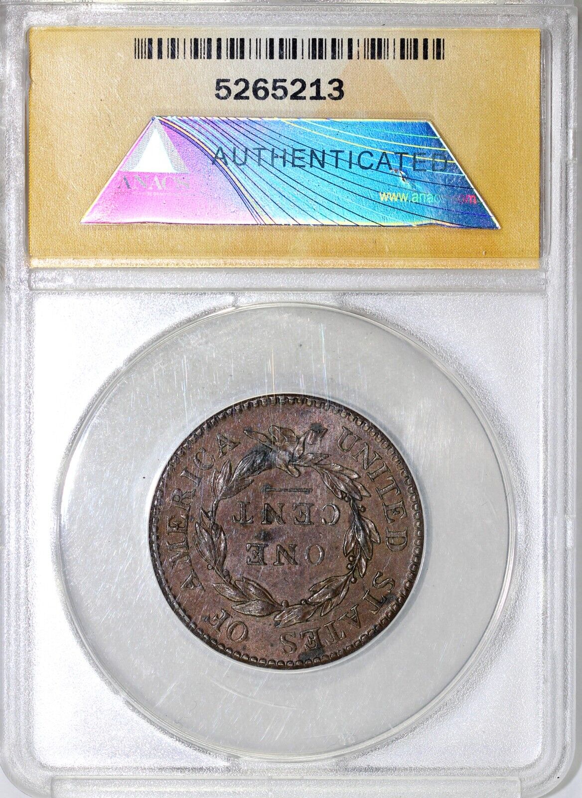 1818 1c N-6 Coronet or Matron Head Large Cent ANACS AU 50