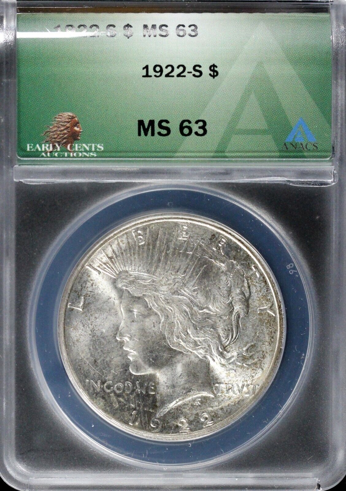 1922-S $1 Peace Dollar ANACS MS 63