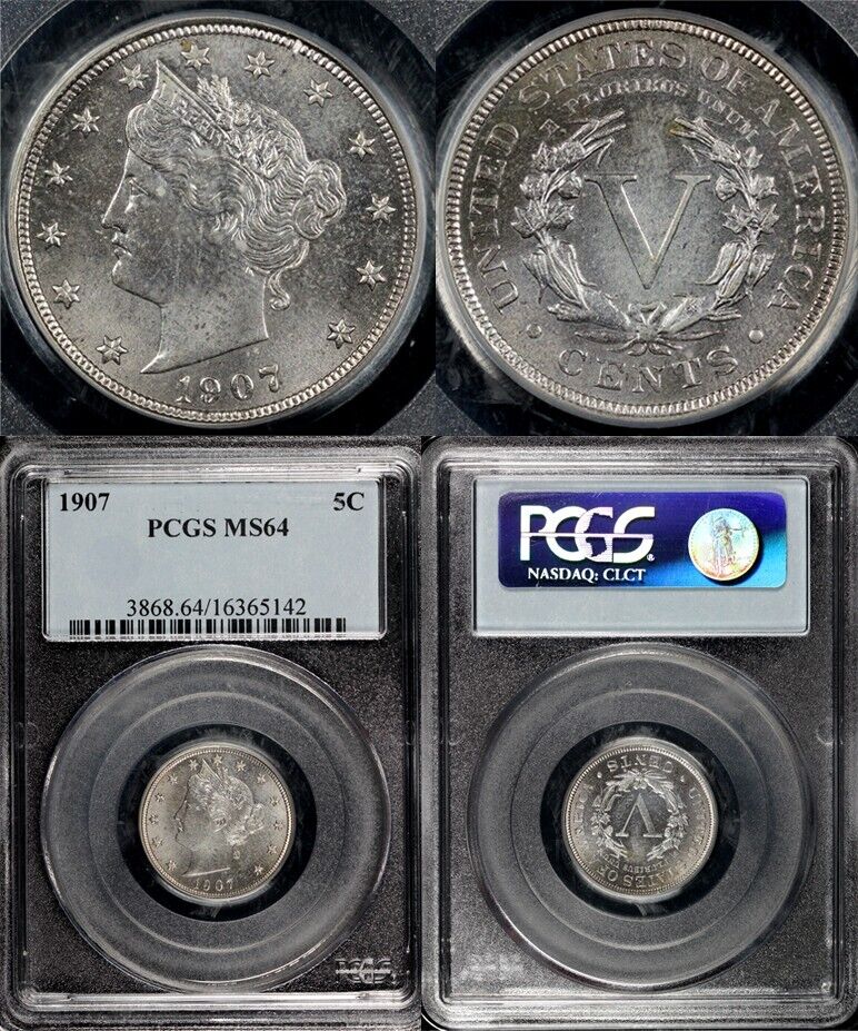 1907 5c Liberty Nickel PCGS MS 64