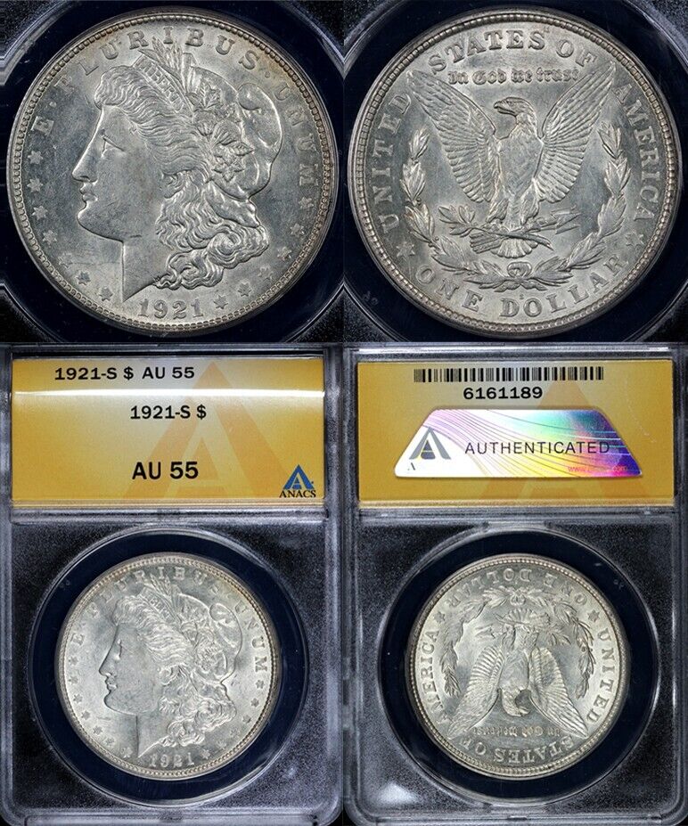 1921-S $1 Morgan Dollar ANACS AU 55