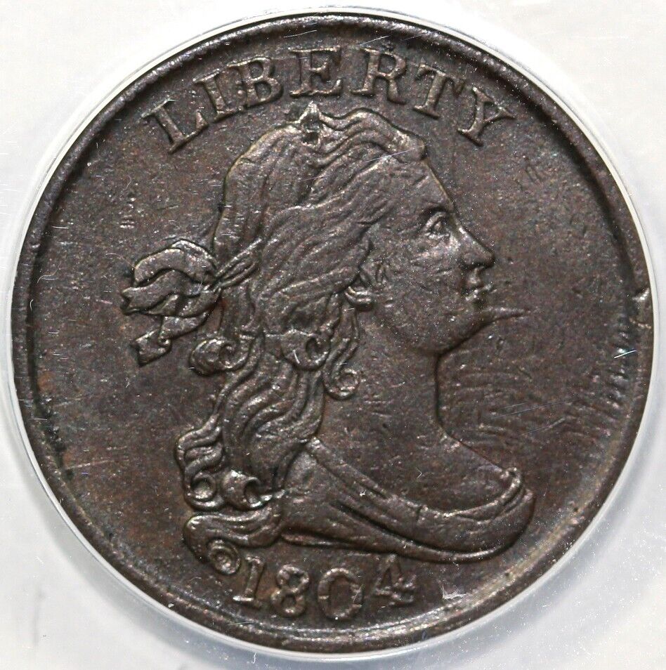1804 1/2c C-5 Spiked Chin Draped Bust Half Cent ANACS EF 40