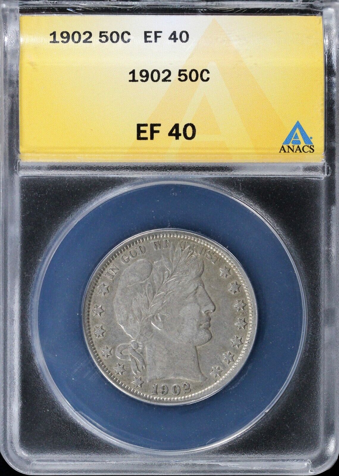 1902 50c Barber Half Dollar ANACS EF 40