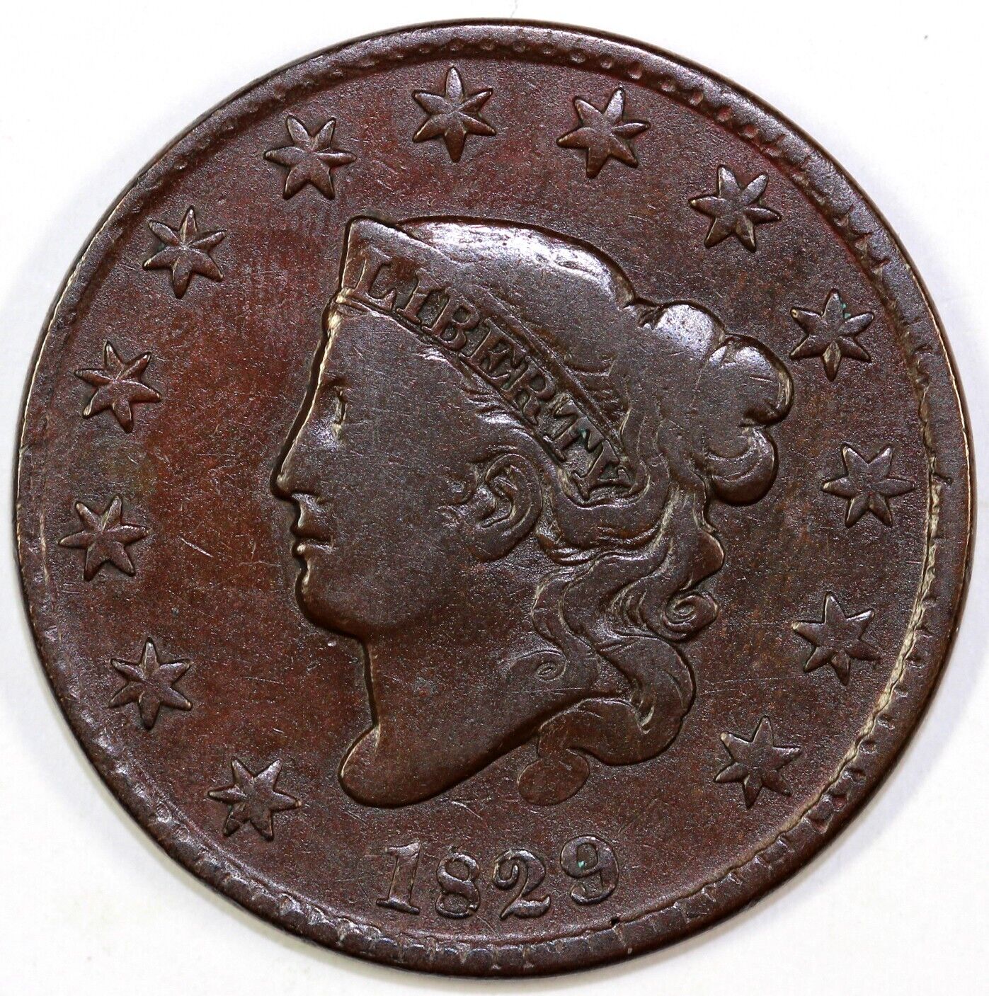 1829 1c N-4 Coronet or Matron Head Large Cent