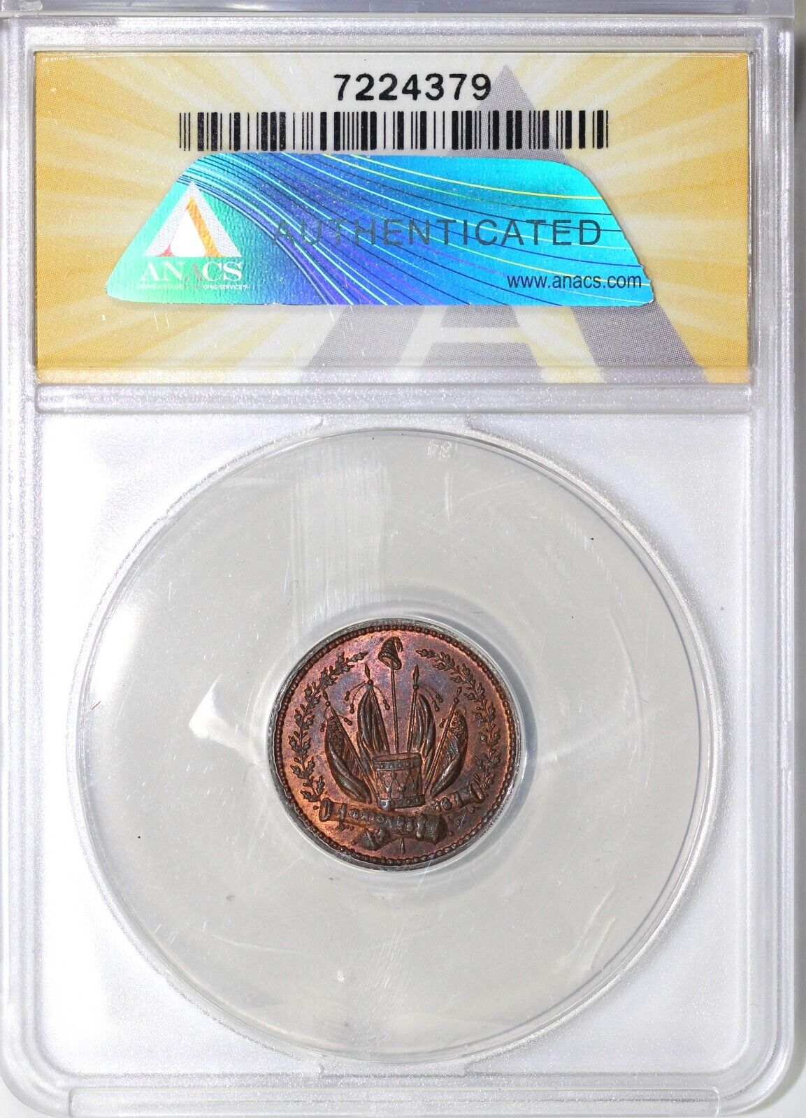 1863 1c Patriotic Civil War Token ANACS MS 63 BN