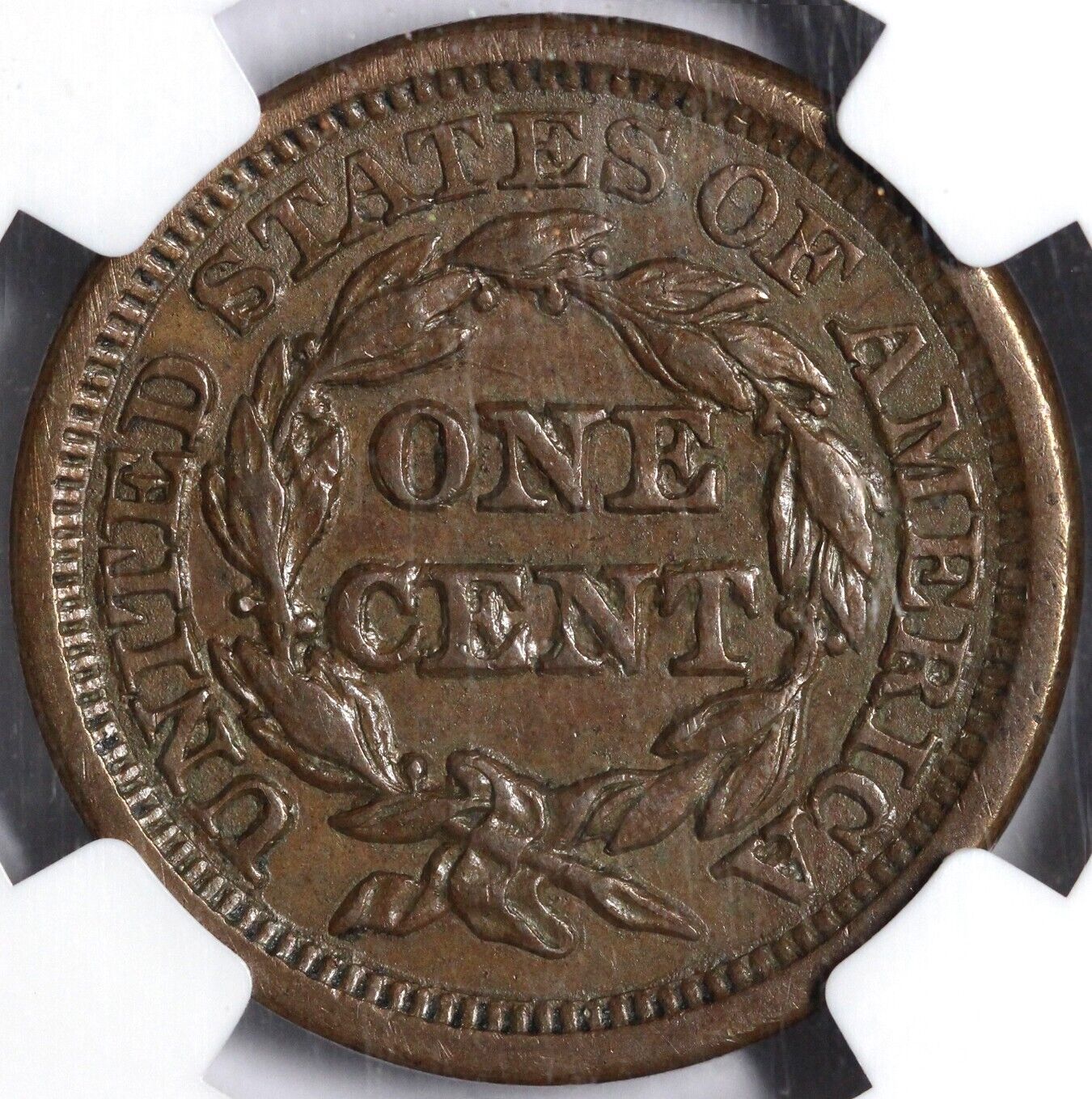 1848 1c N-25 Braided Hair Large Cent NGC AU 58