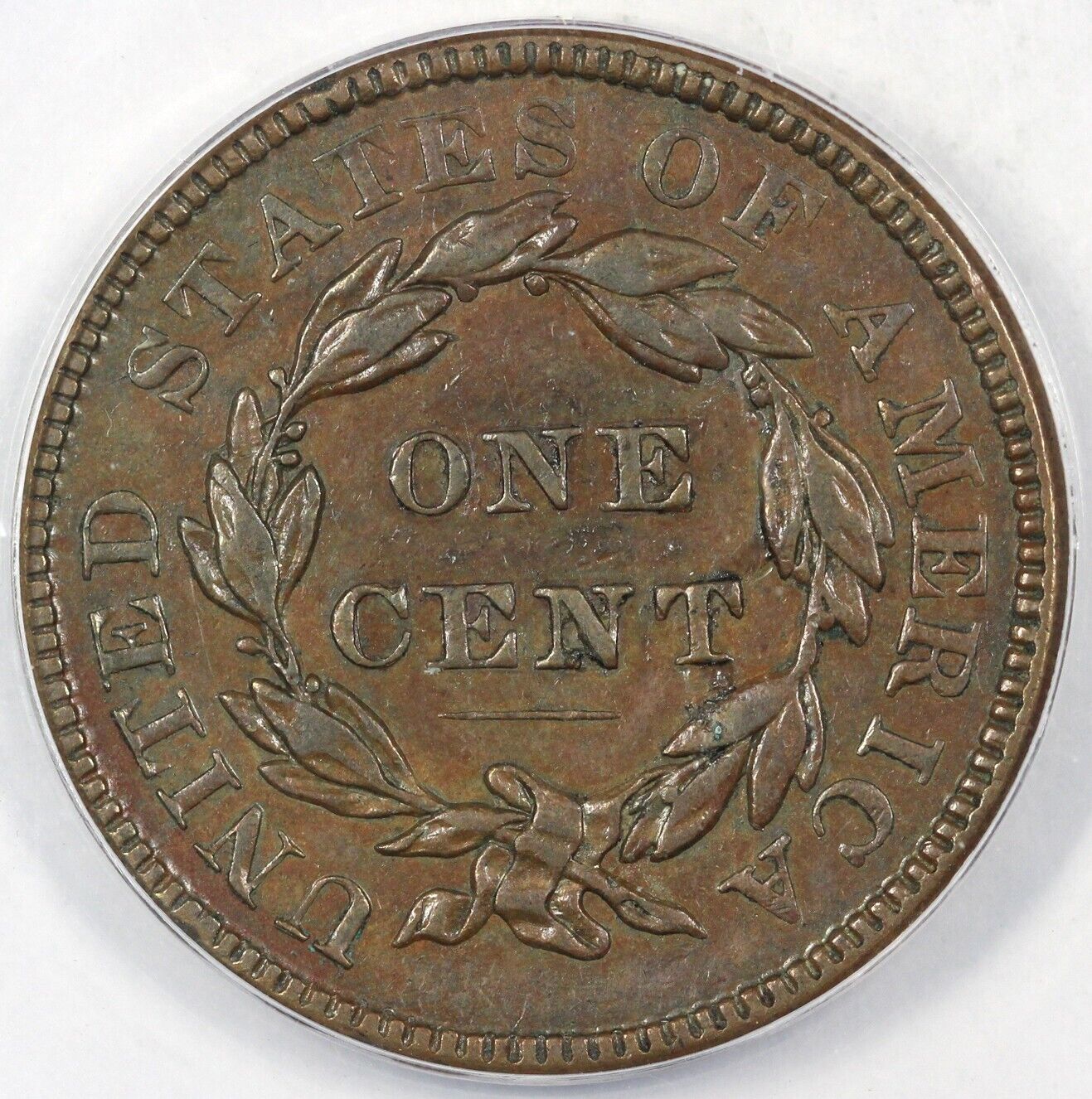 1836 1c N-7 Coronet or Matron Head Large Cent ANACS EF 40