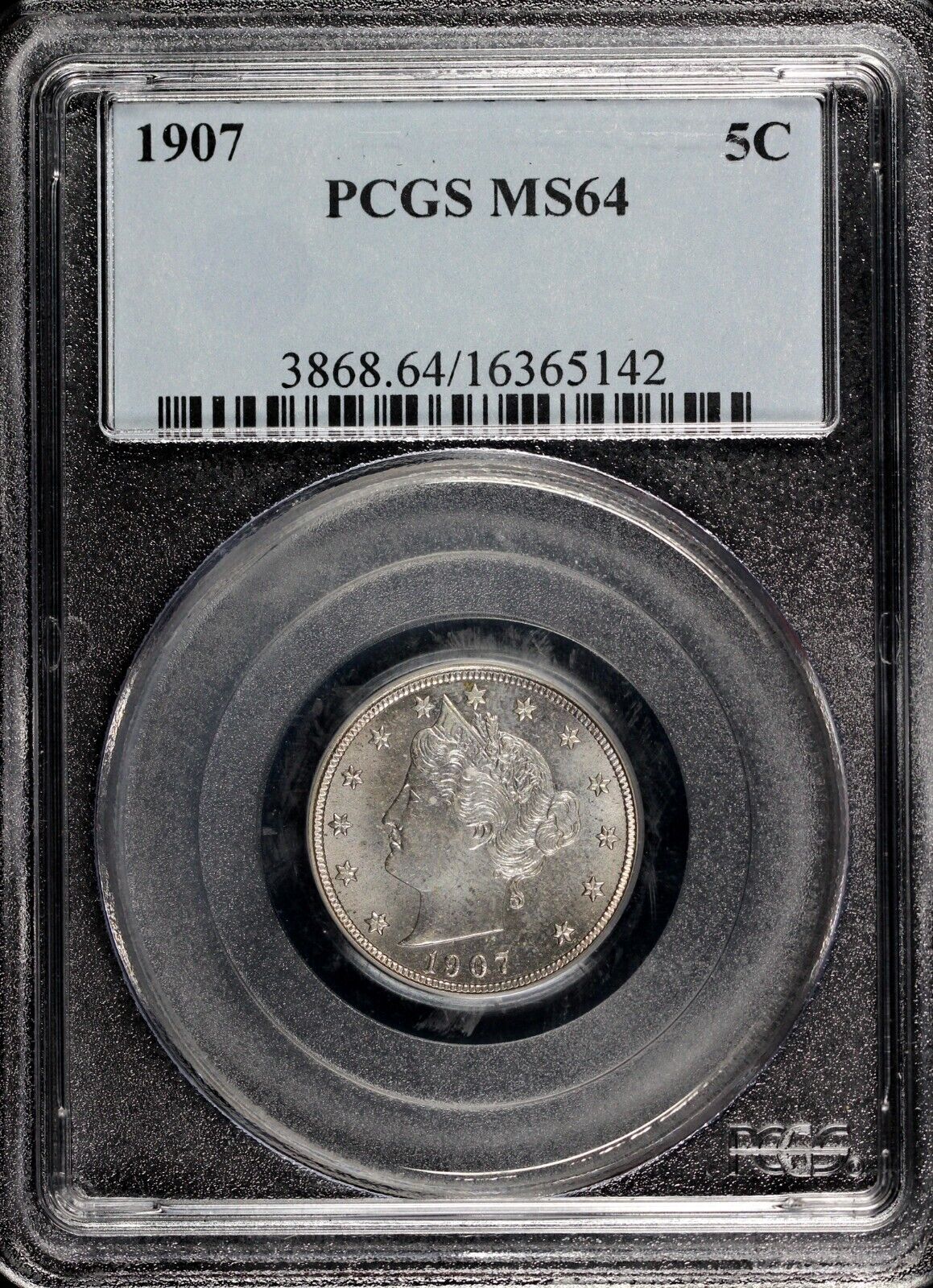 1907 5c Liberty Nickel PCGS MS 64