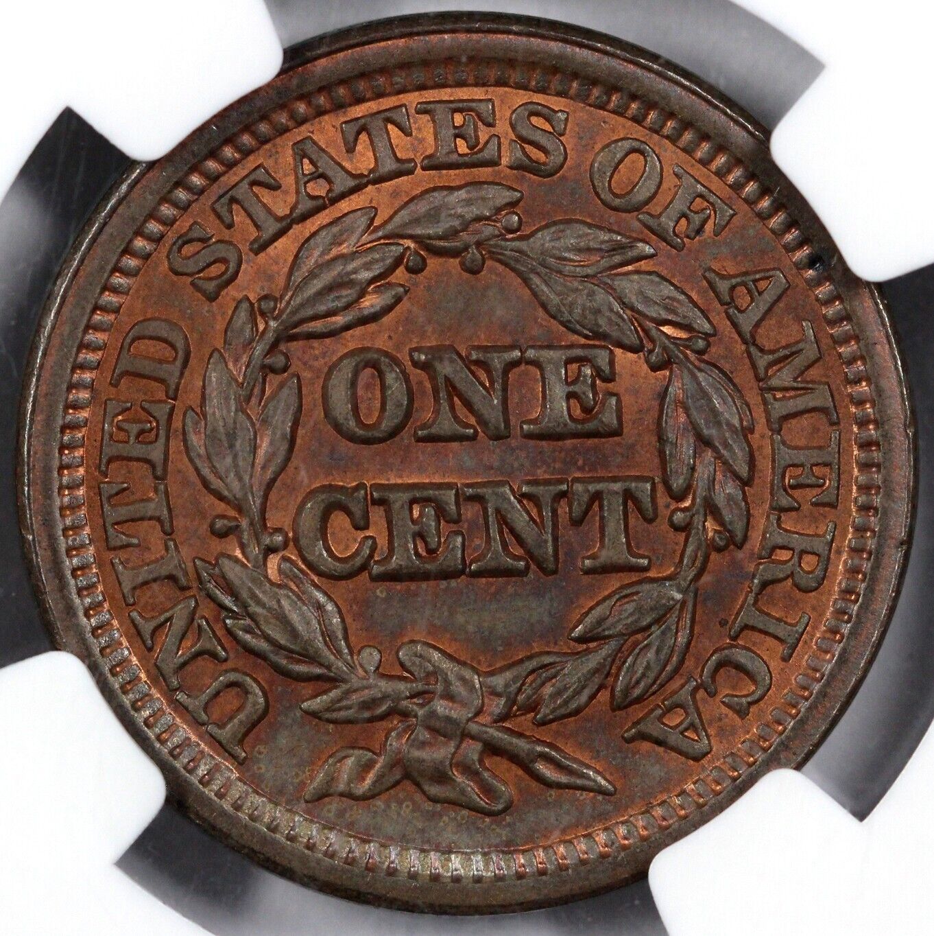 1847 1c N-38 Braided Hair Large Cent NGC UNC Details ENV. Damage