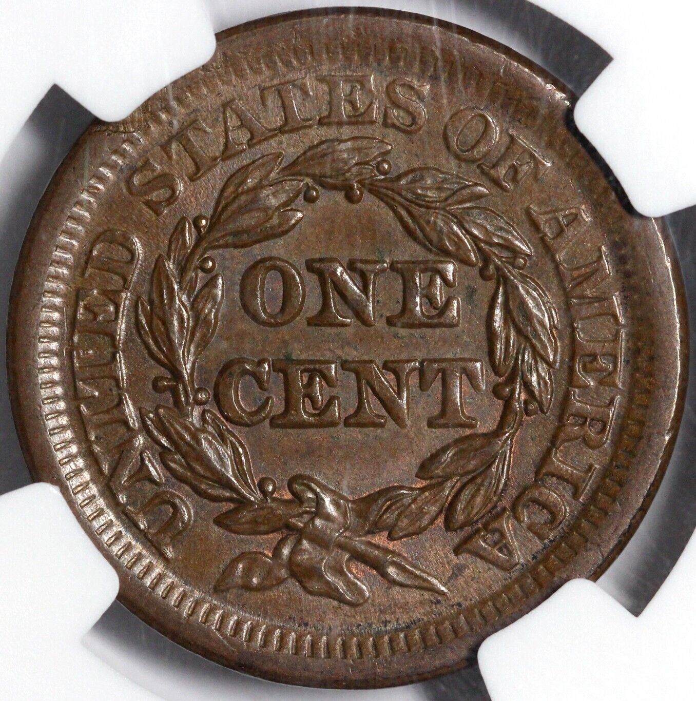 1854 1c N-11 Braided Hair Large Cent NGC MS 63 BN
