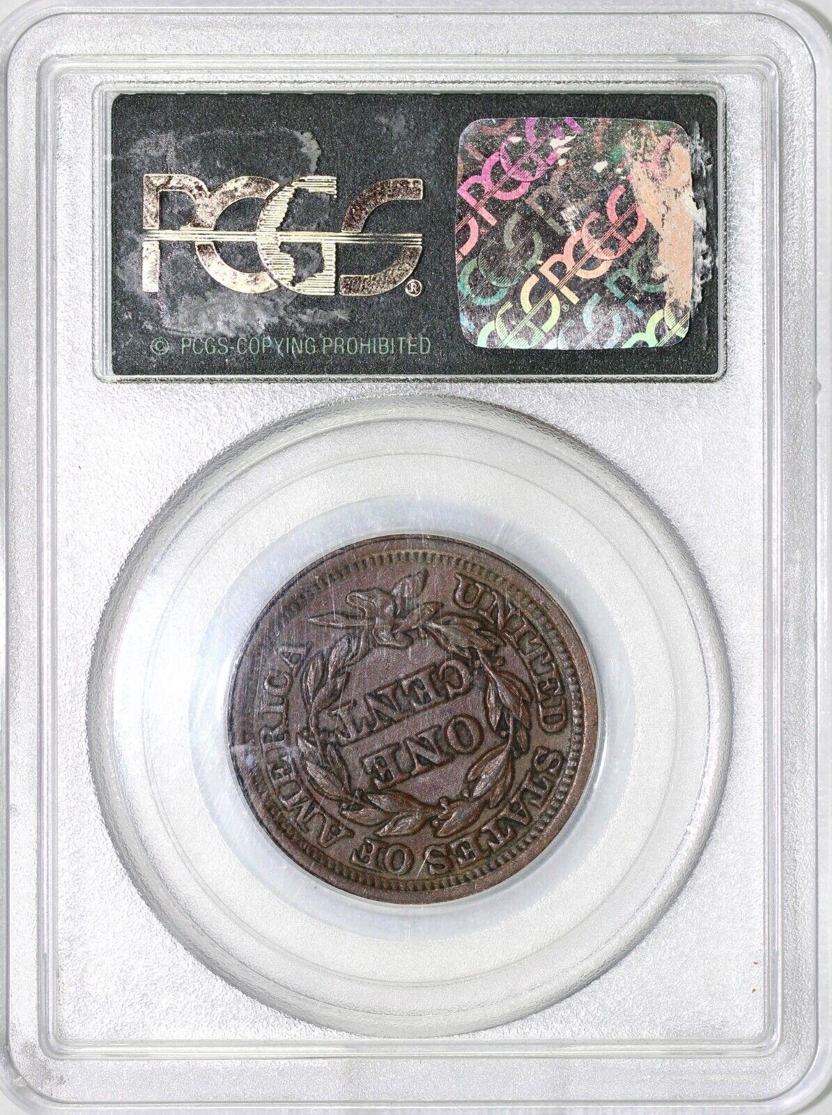 1849 1c N-21 Braided Hair Large Cent PCGS AU 55