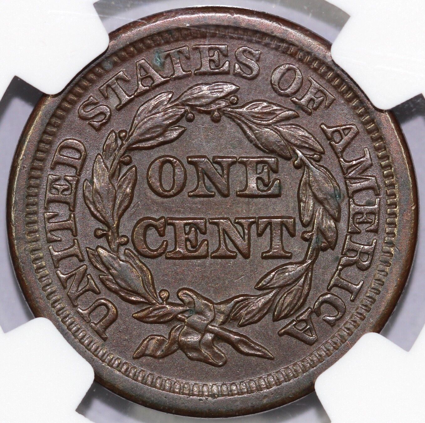 1850 1c N-5 Braided Hair Large Cent NGC MS 60