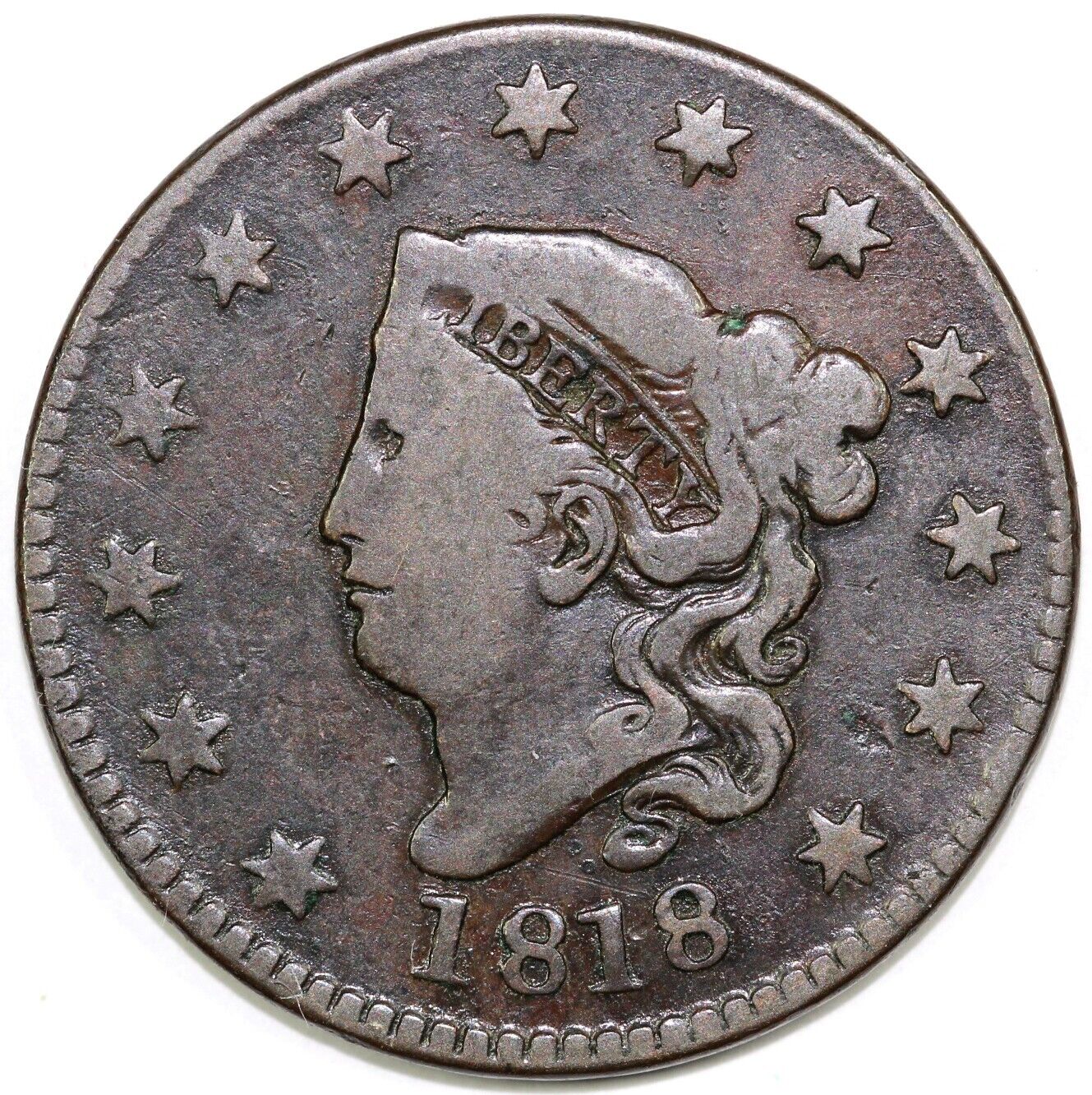 1818 1c N-2 Coronet or Matron Head Large Cent