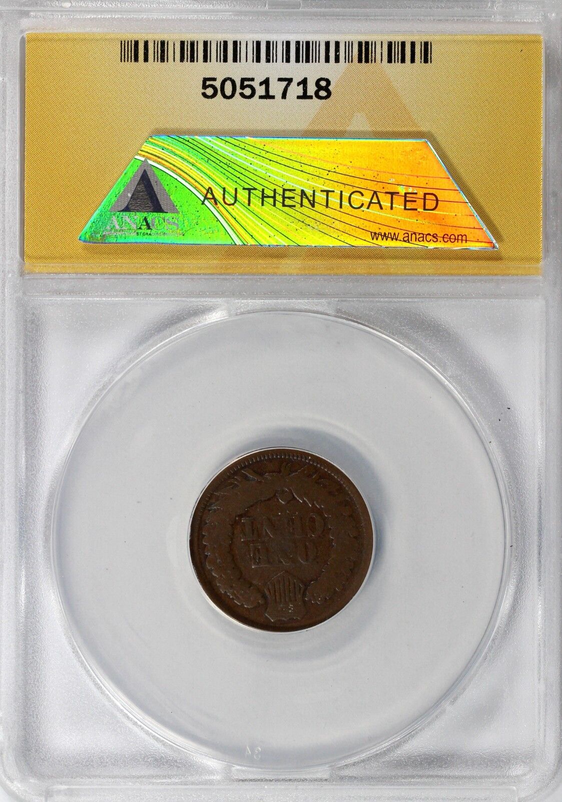 1869 1c Indian Head Cent ANACS Good 4