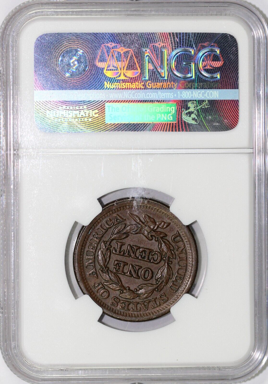 1851 1c N-3 Braided Hair Large Cent NGC AU 55