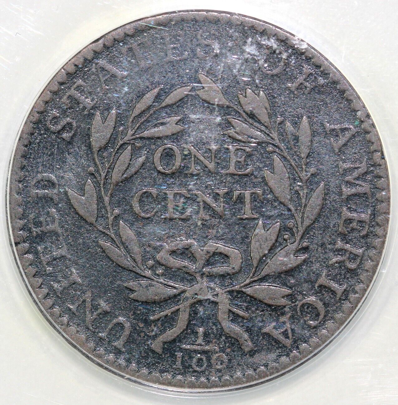 1794 1c Head of 1794 S-62 Liberty Cap Large Cent ANACS F 12