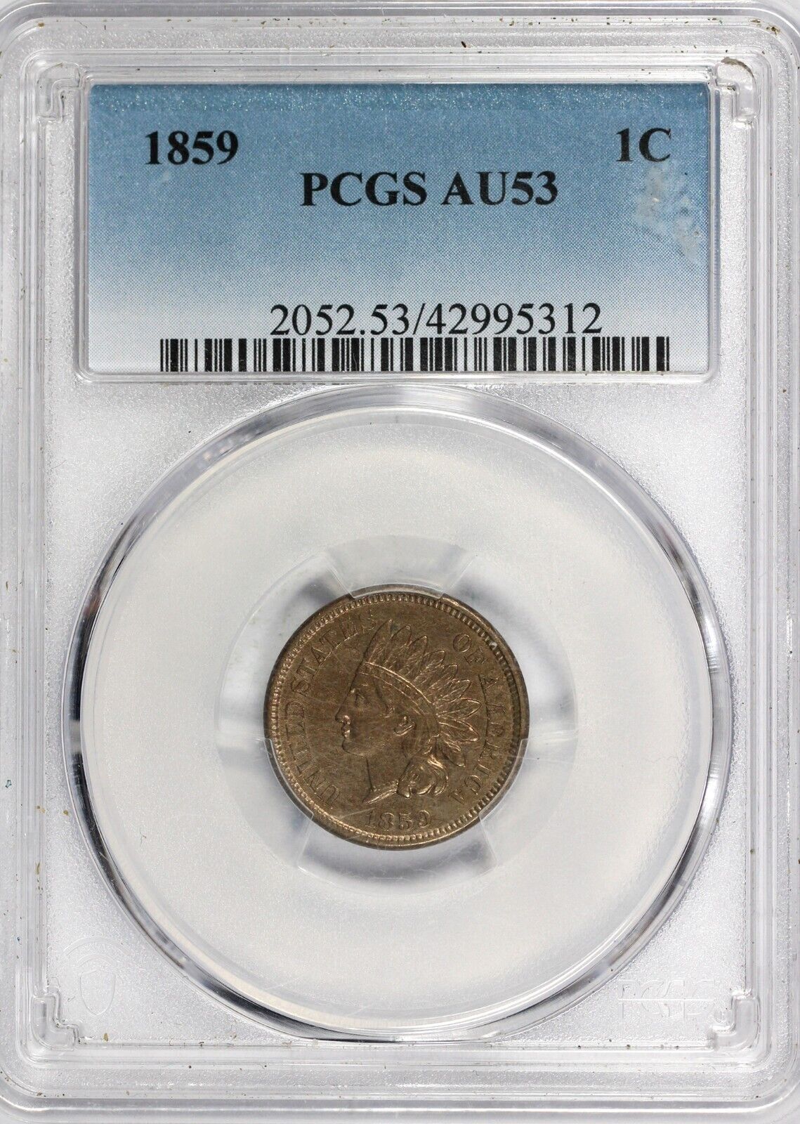 1859 1c Indian Head Cent PCGS AU 53