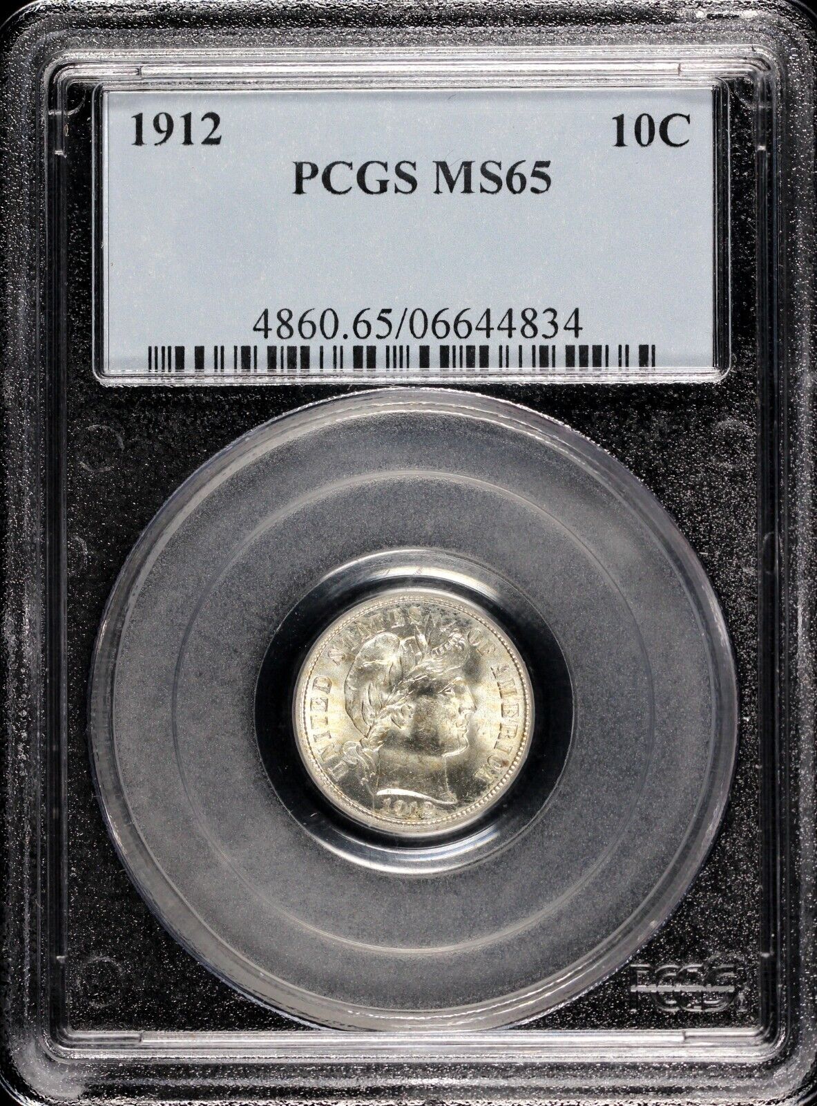 1912 10c Barber Dime PCGS MS 65